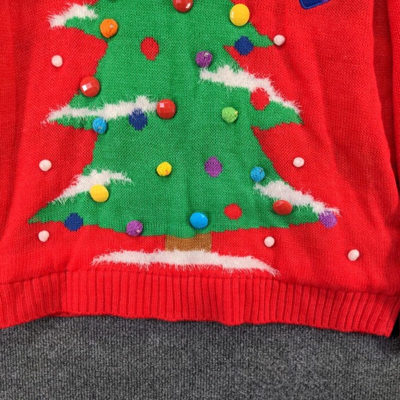 Merry Christmas Women's Christmas Tree Sweater Red S/M LED Lights W/Tags - Picture 4 of 11